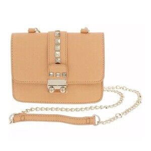 NEW BCBG Paris Faux Leather Orange Gold Studded Small Crossbody Bag Purse Pastel